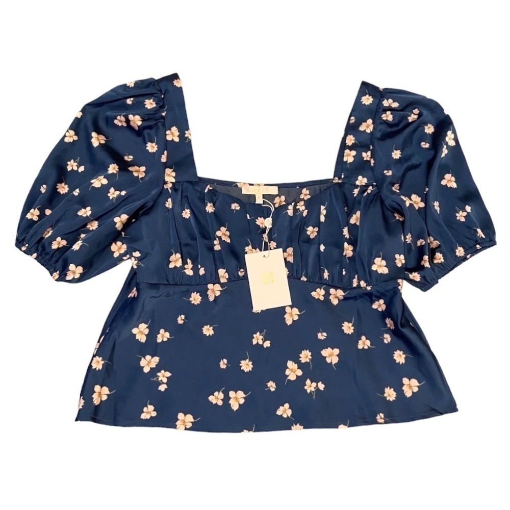 WAYF Square Neck Cropped Floral Blouse NWT
